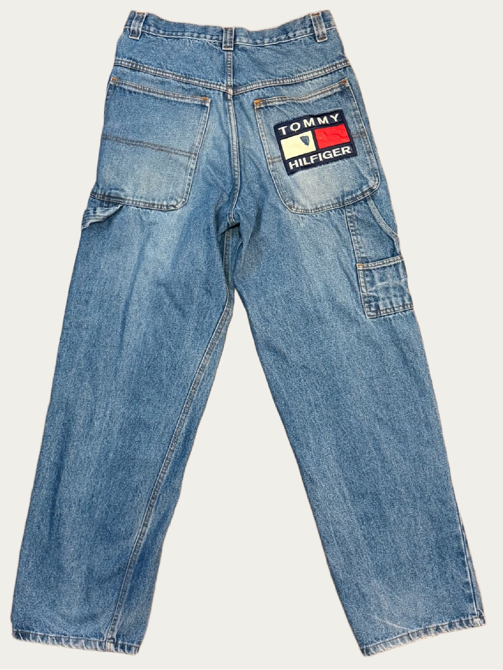 VTG Tommy Hilfiger Jeans Mens 32 Baggy 90s Skater Pipe Carpenter Skate Flag Logo